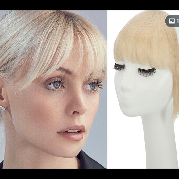 NEW! Fashion Full Length Synthetic 1 Piece Clip in Hair Bangs Blonde. - Picture 5 of 5